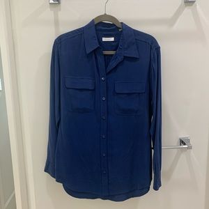 Equipment Navy Long Sleeve Blouse